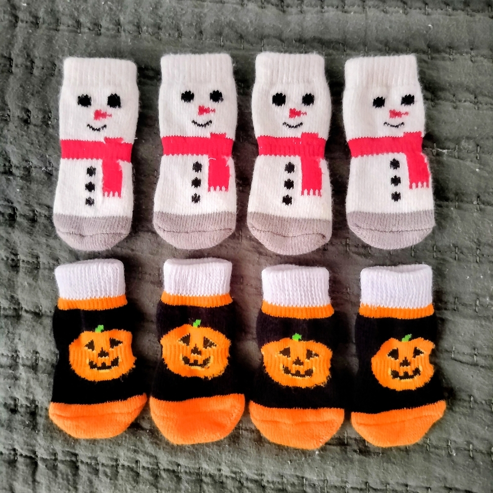 Pets Winter & Halloween Socks Set Size XS: Extra-Small (Christmas, Snowman)